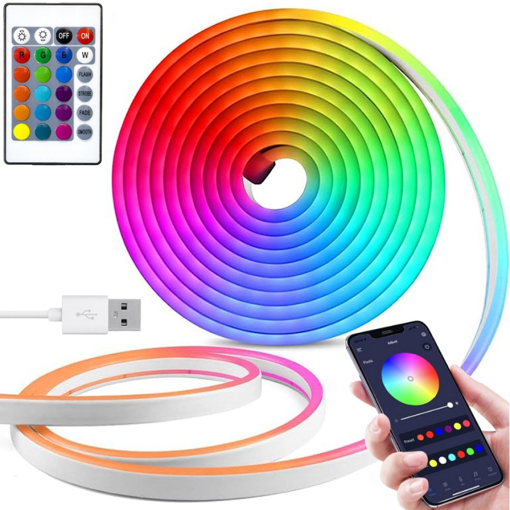 ROLLO CINTA LUZ LED TIPO NEON RGB MANGUERA LUCES EN TIRA FLEXIBLE (C1)
