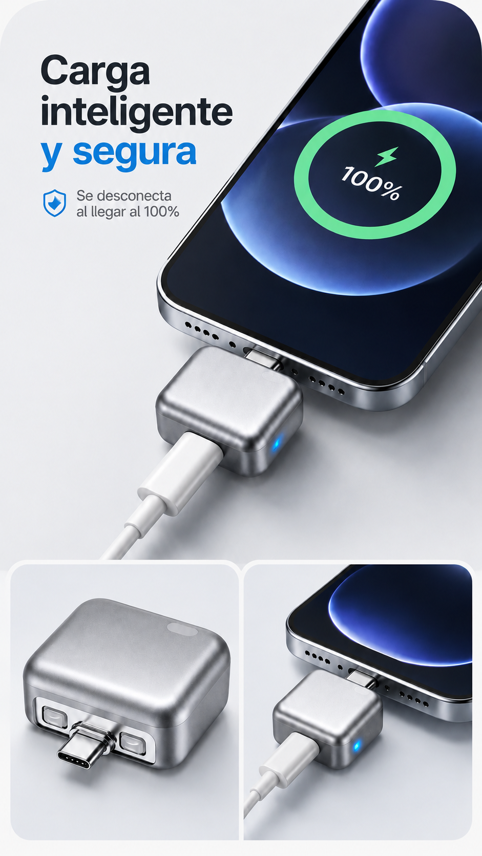 Adaptador Inteligente de Carga USB-C con Expulsión Automática