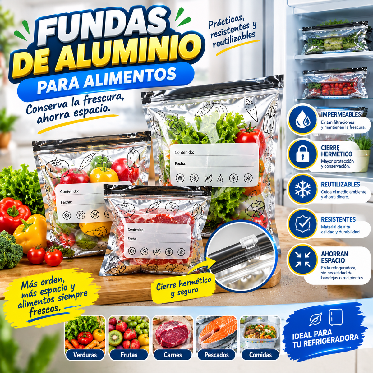 BOLSAS IMPERMEABLES PARA ALIMENTOS X10