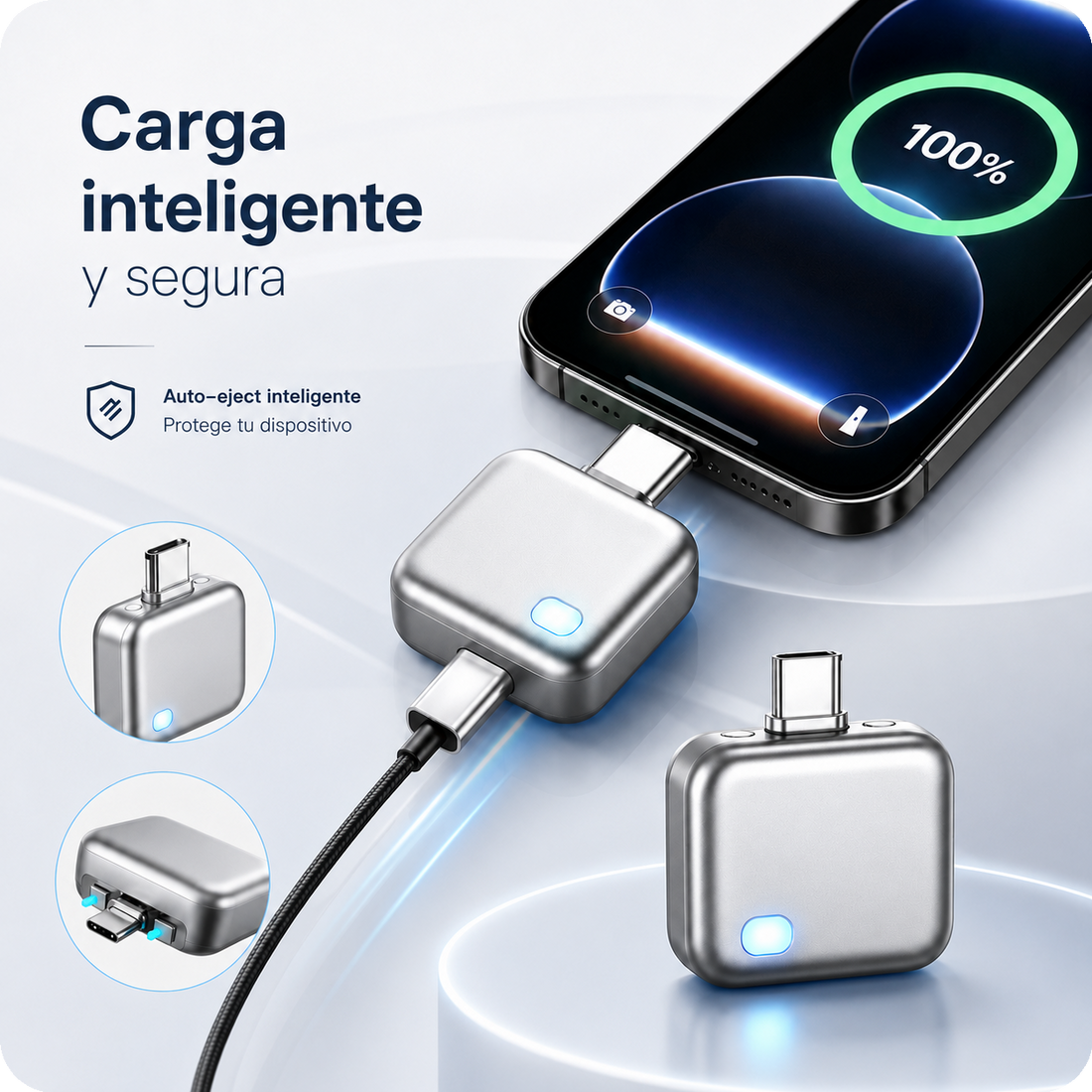Adaptador Inteligente de Carga USB-C con Expulsión Automática